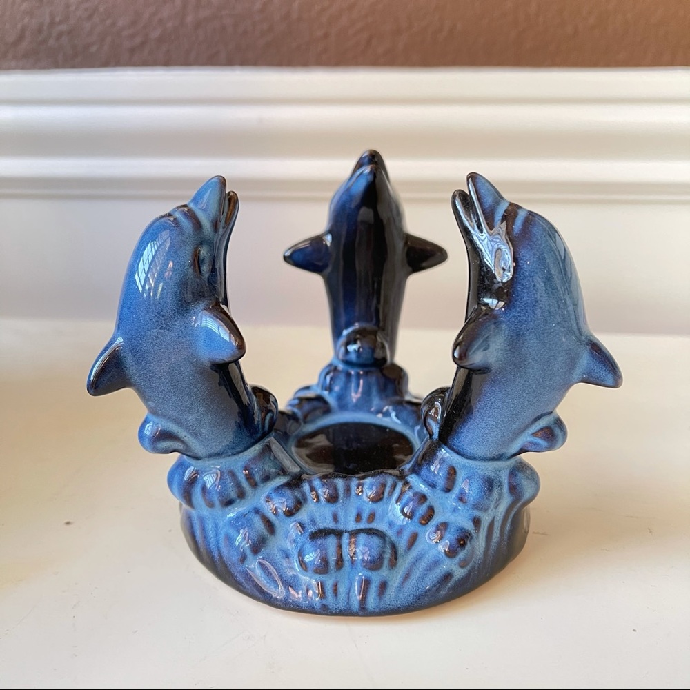 Vintage 80s Dolphin Candle Holder